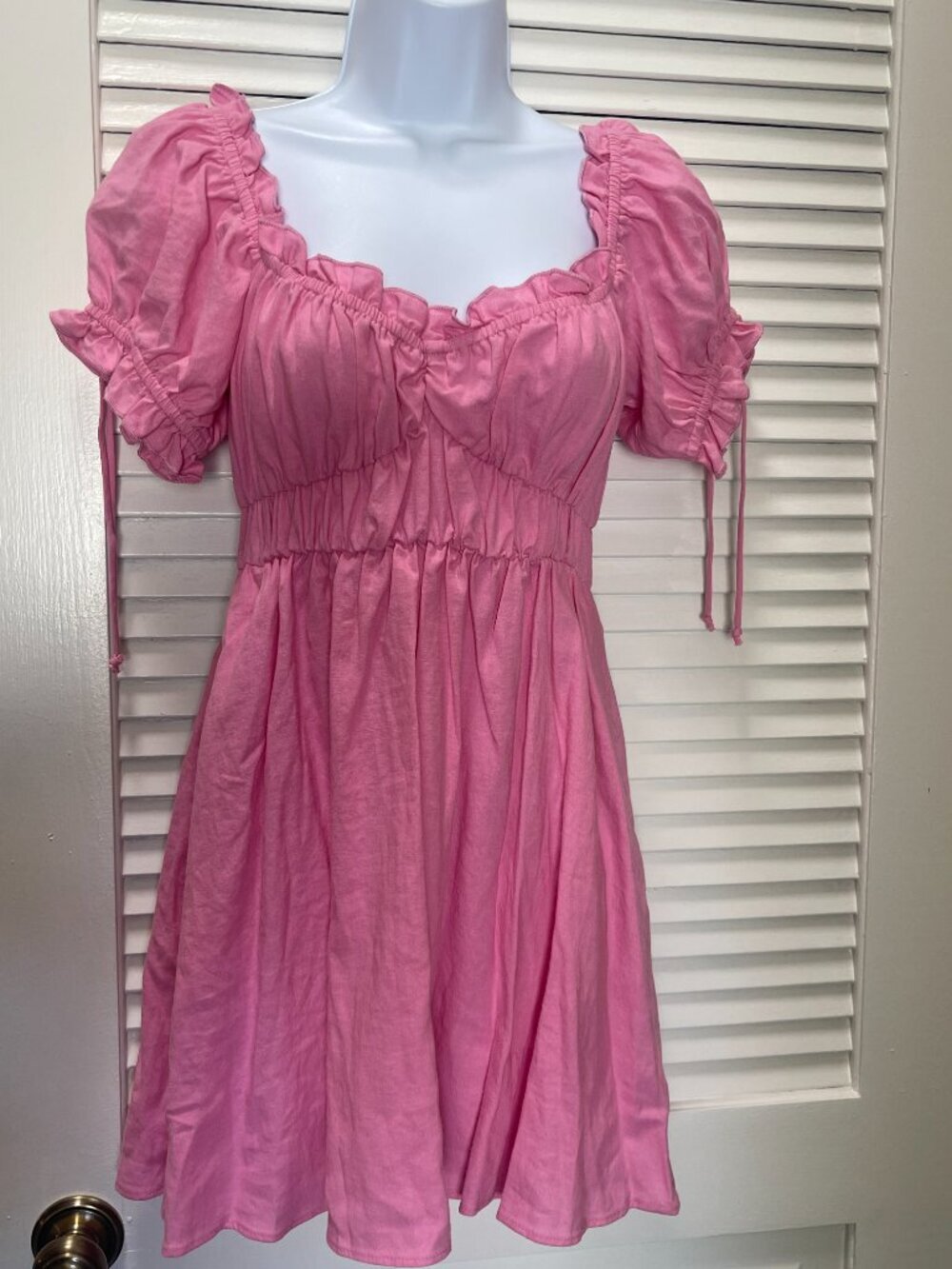 Show Me Your Mumu x Barbie Nikki Mini Dress Pink Linen Blend XS NWT - Picture 2 of 10